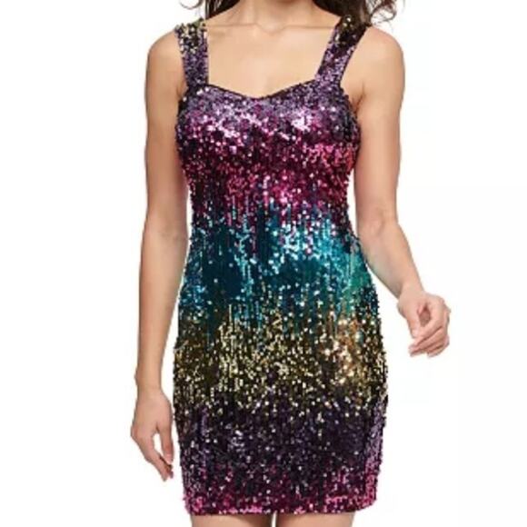 GUESS multicolor sequin sheath dress size 12 - Picture 2 of 12